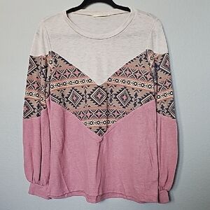 Twenty second Western Rodeo southwest tribal long sleeve sweater top medium